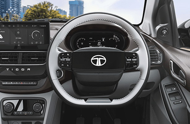 Smart Leather Wrapped Steering Wheel with Illumination in Tata Tigor - Premium Control and Sporty Design